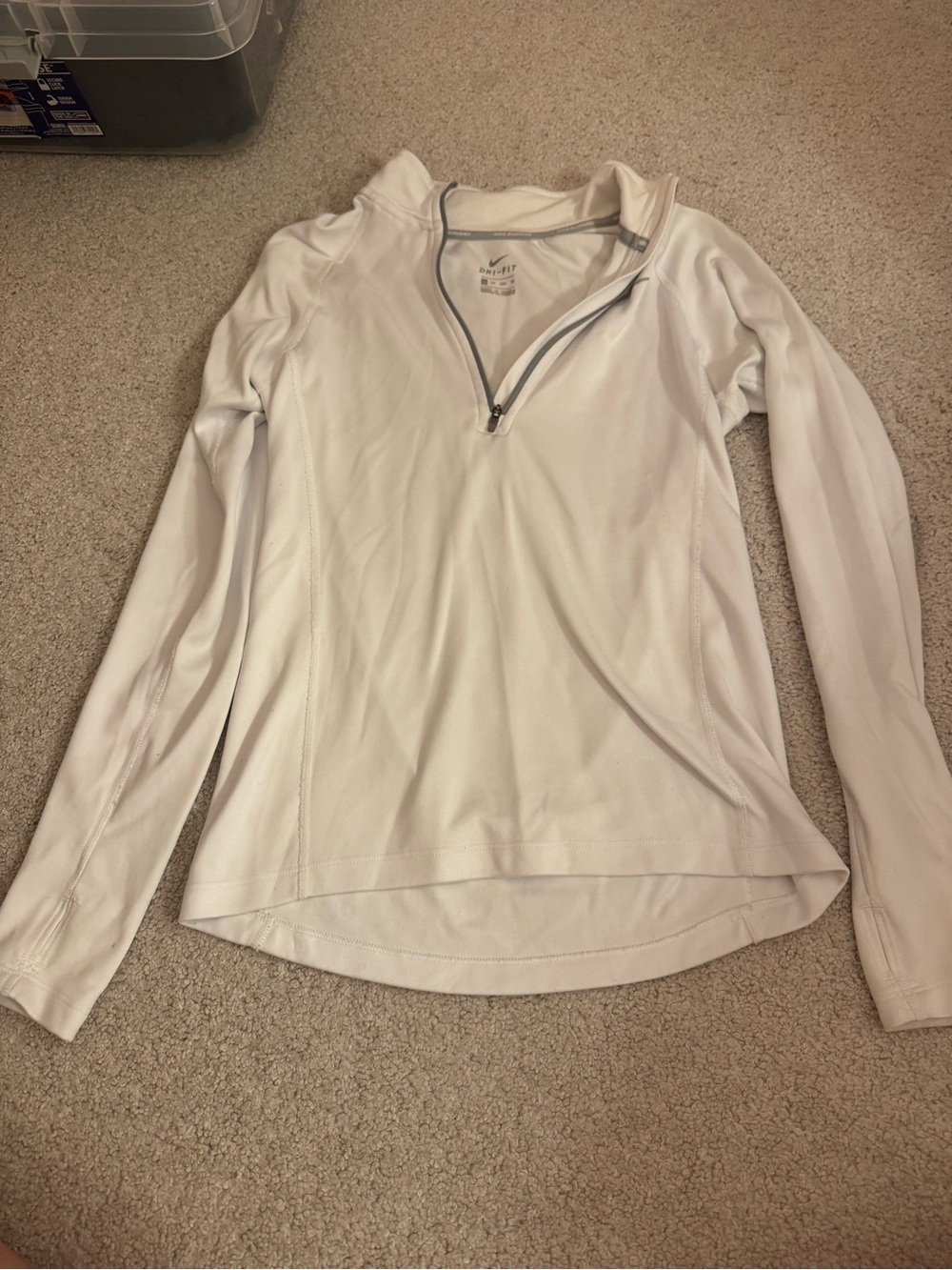 Nike Dri-FIT White Long-Sleeve Quarter-Zip Top